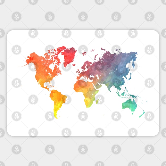 world map colored #map #worldmap Magnet by JBJart